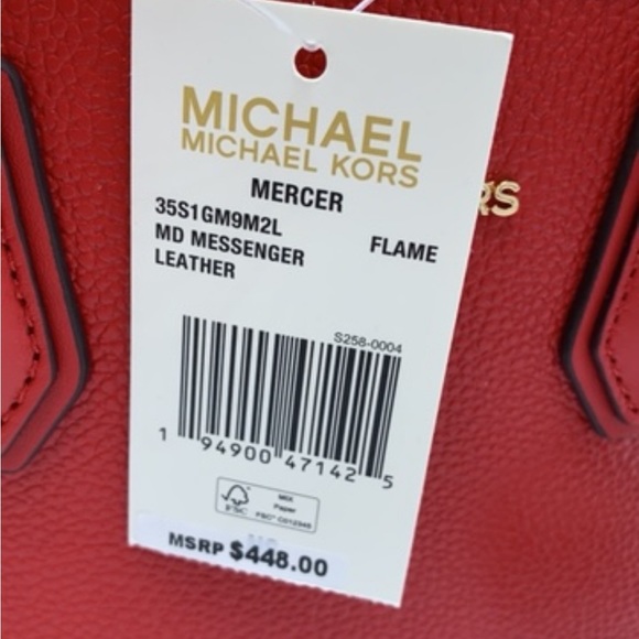 MICHAEL KORS MERCER MEDIUM MESSENGER CROSSBODY FLAME COLOR - Picture 16 of 16